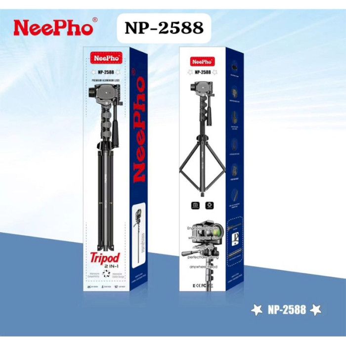 Штатив NeePho NP-2588: Професійний Трипод 180 см з 3D Головкою та Алюмінієвого Сплаву