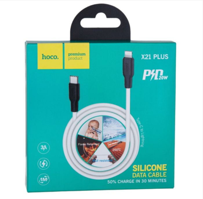 Кабель Hoco X21 Plus Silicone PD 20W Type-C to Lightning (1m)