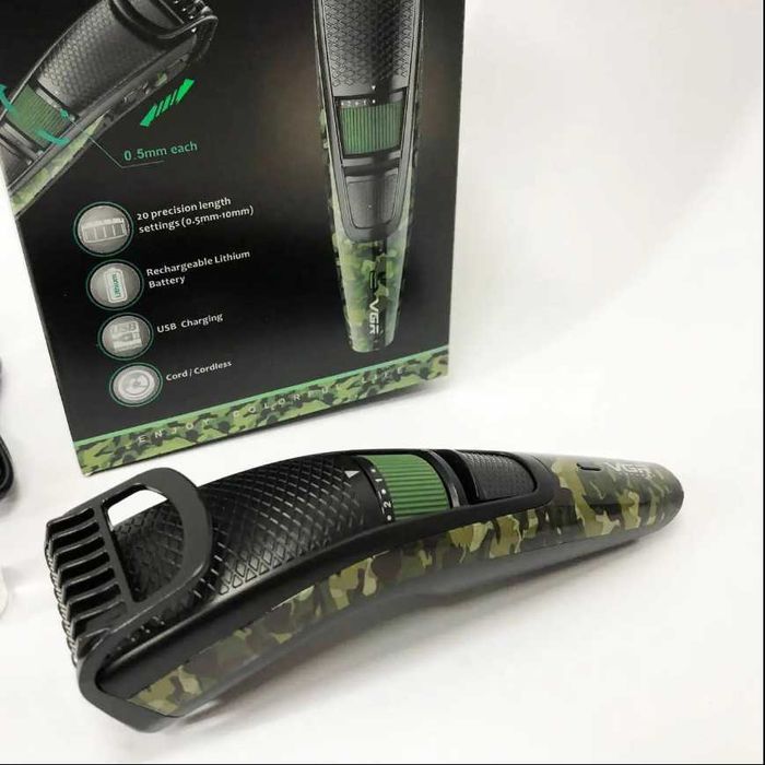 Акумуляторна машинка для стрижки VGR V-053 від USB Камуфляж