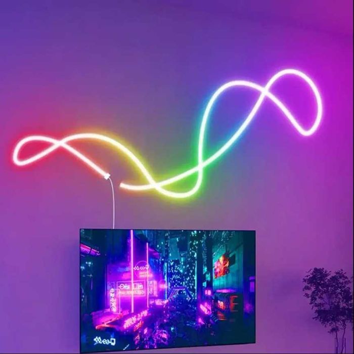 Гнучка неонова LED стрічка RGB 5 метрів 12V IP67 силіконовий неон з функціями