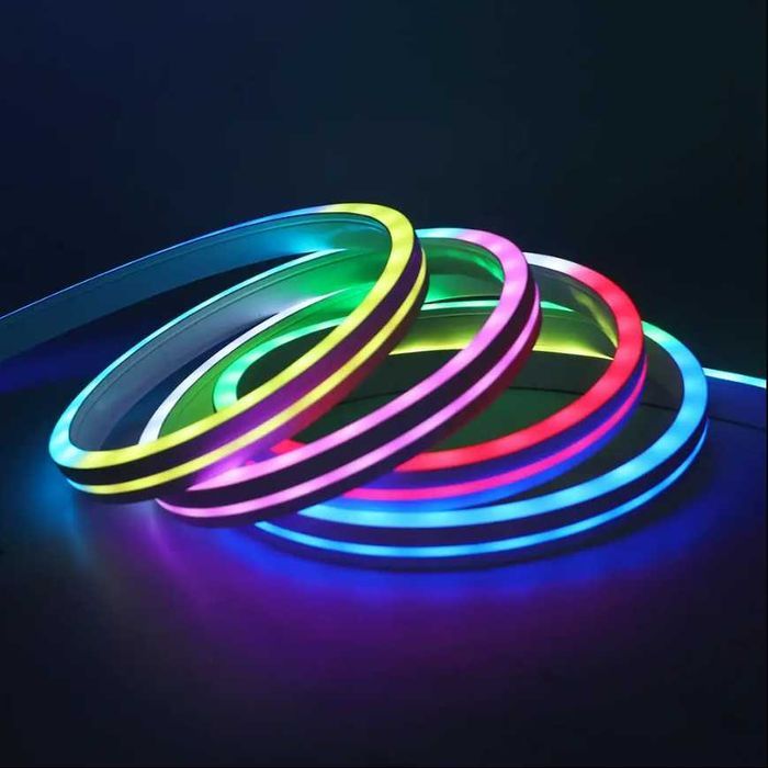 Гнучка неонова LED стрічка RGB 5 метрів 12V IP67 силіконовий неон з функціями