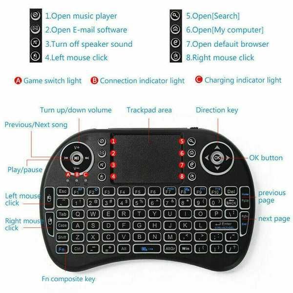 Безпровідна клавіатура з тачпадом для Smart-TV і Android, РС