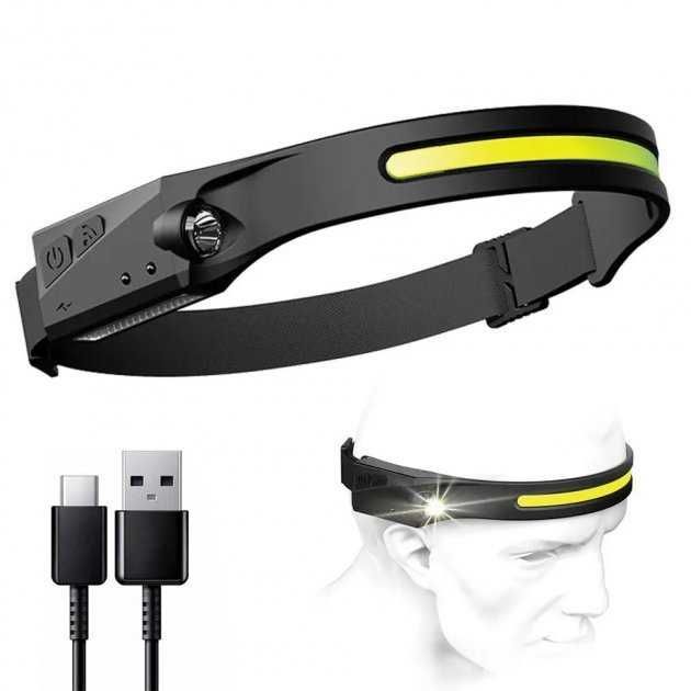 Налобний ліхтар акумуляторний з сенсором  Induction headlamp XPE+COB