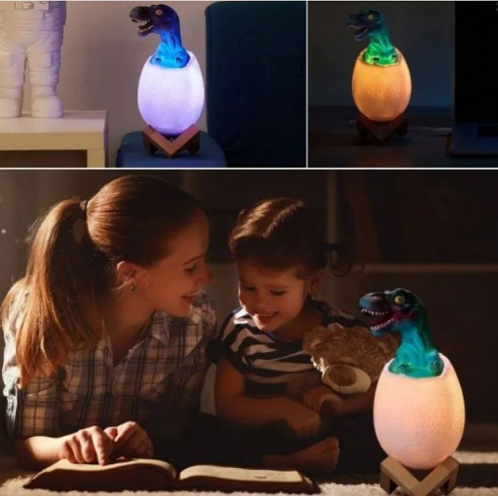 3D Нічник "Динозаврик у Яйці": Лампа-Пастка з RGB та Сенсором