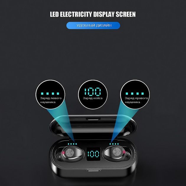 Бездротові Bluetooth сенсорні навушники Amoi F9+кейс-павербанк