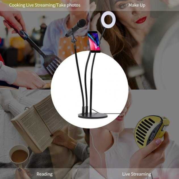 Набір Блогера 3-в-1: LED Кільце, Тримачі для Телефону та Мікрофона