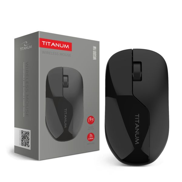 Бездротова миша TITANUM MS001W 2.4GHz безшумна мишка для ПК та ноутбука Black