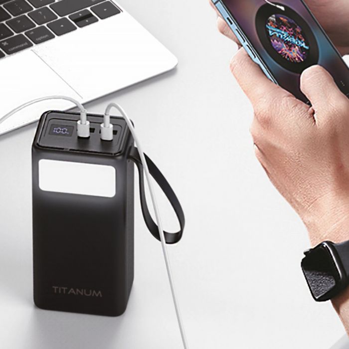 Повербанк 40000mAh TITANUM SP04P PD65W Black PowerBank Зовнішній аккумулятор