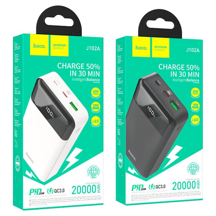 Павербанк HOCO J102A Cool 20000mAh 20W PD/QC Black