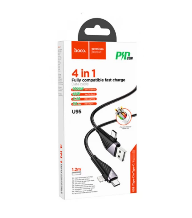 Універсальний кабель 4-в-1 HOCO U95 Illustrious (60W / 5A / 1.2m) Black