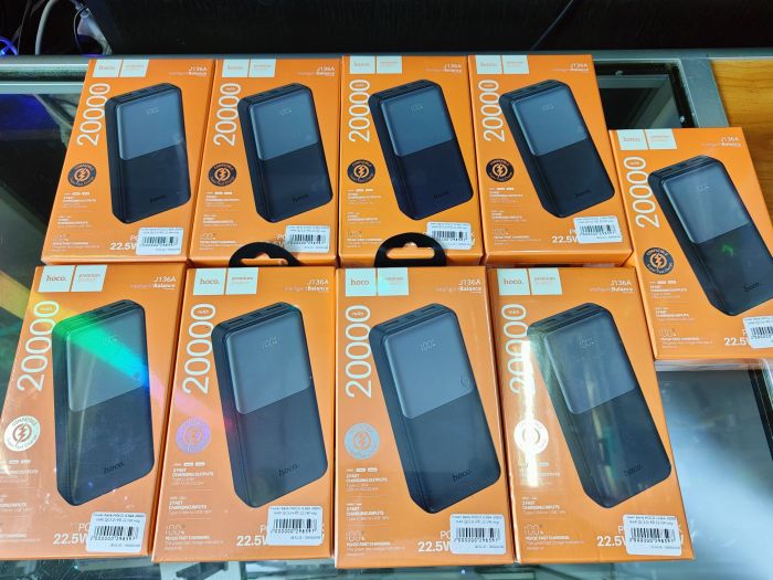 Павербанк HOCO J154A Victorious 20000 mAh / 22.5W — Швидка зарядка PD+QC з LCD-дисплеєм (Чорний)