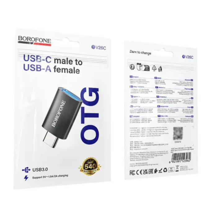 Перехідник Borofone BV26C Type-C на USB 3.0 OTG Black