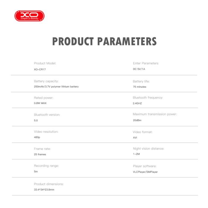 Камера XO CR17 Mini WiFi Black