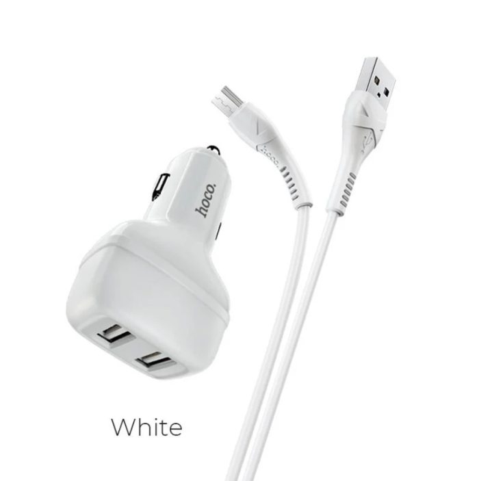 Автомобільній зарядний пристрій HOCO Z36 Leader 2USB/ 2,4A White