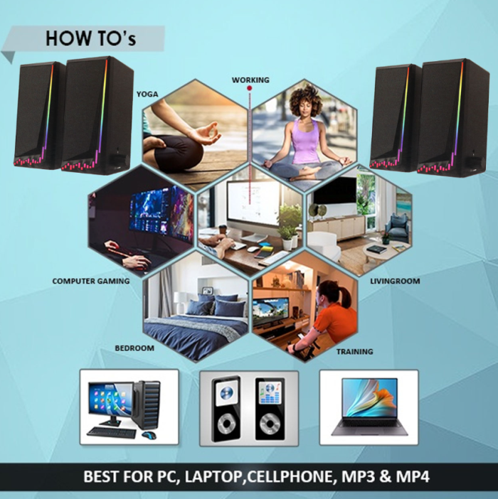 Акустична система E-1066  2.0 з RGB підсвічуванням