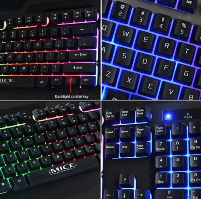 Клавіатура дротова ігрова iMICE AK-400  з RGB підсвічуванням металева