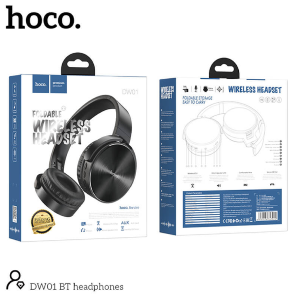 Складні Накладні Bluetooth-Навушники Hoco Foldable headphones DW01 |BT5.0, TF, AUX