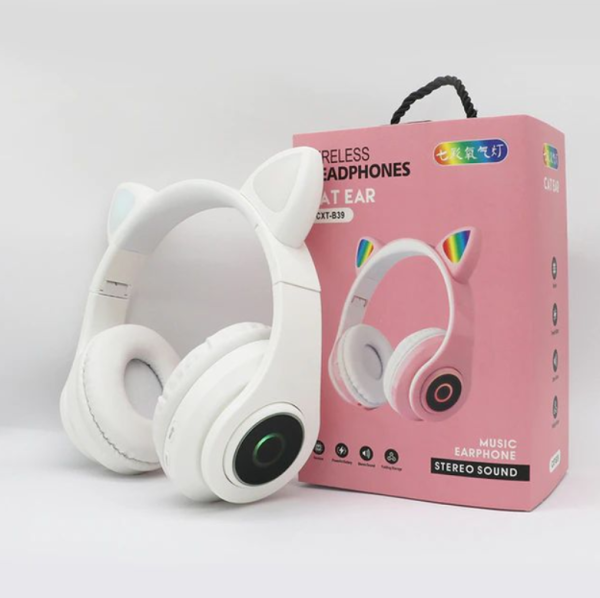 Бездротові навушники "Котячі вушка" CatEar CXT-B39M з підсвіткою Bluetooth White