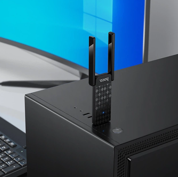 WiFi адаптер HOCO HI34 USB WiFi 6 дводіапазонний 2.4/5 GHz з двома антенами