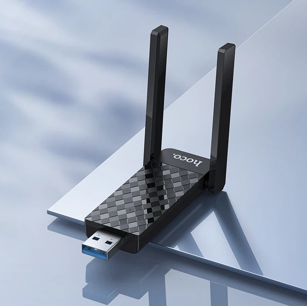 WiFi адаптер HOCO HI34 USB WiFi 6 дводіапазонний 2.4/5 GHz з двома антенами