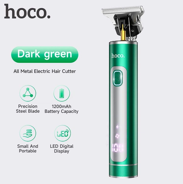 Тример для бороди та стрижки волосся Hoco DAR03 акумуляторний 3 насадки Зелений