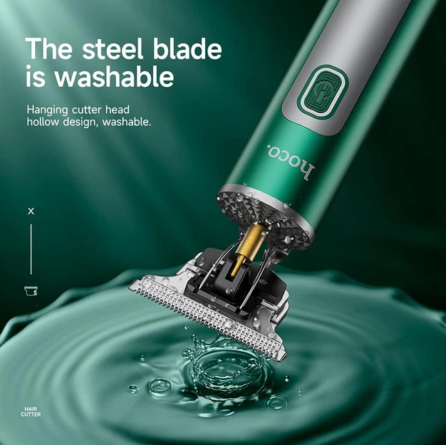 Тример для бороди та стрижки волосся Hoco DAR03 акумуляторний 3 насадки Зелений