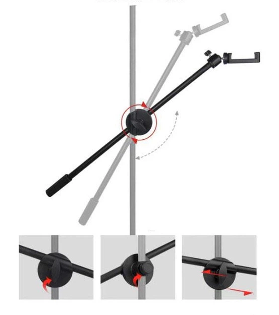 Штатив журавель для телефону та кільцевої лампи 55-170 см стійка для зйомки