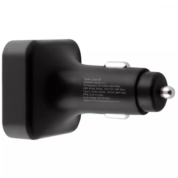 Автомобільний зарядний пристрій Proove FM Launcher Luxor SE 36W Bluetooth 5.3 Сірий
