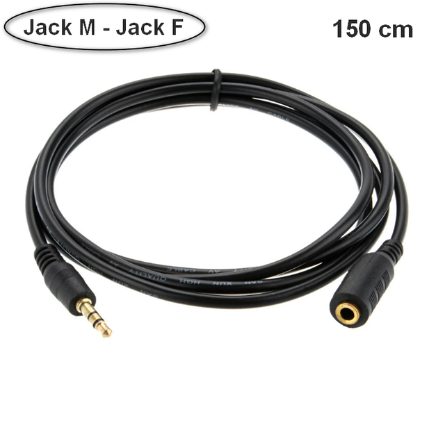 AUX подовжувач 3.5 мм mini-Jack кабель 1.5 метра для навушників та колонок Чорний