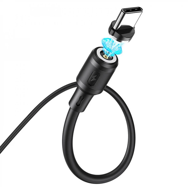 Магнітний кабель Type-C HOCO X52 Sereno Magnetic 3A 1.2м швидка зарядка Чорний