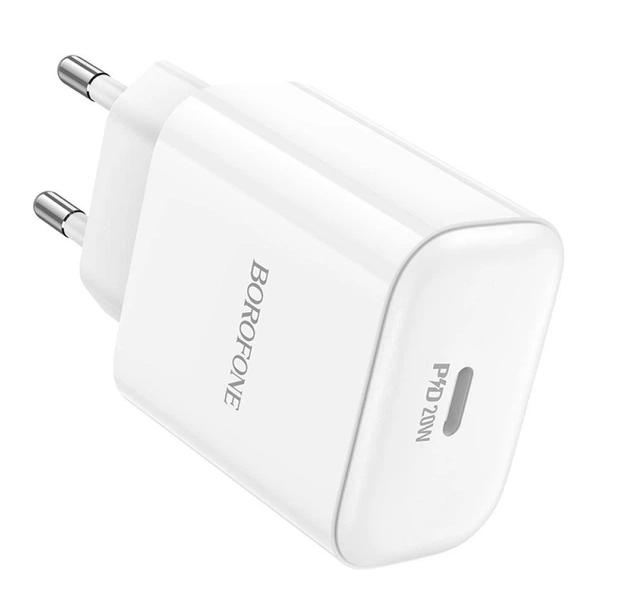 Швидкий зарядний пристрій Borofone BA81A PD 20W USB-C швидка зарядка QC/PD Білий