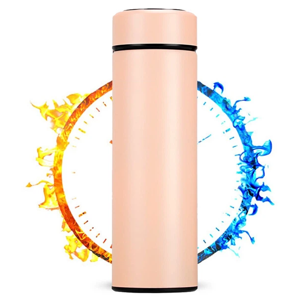 Розумний термос з індикатором температури 500 мл термокухоль з LCD-екраном Рожевий, Чорний