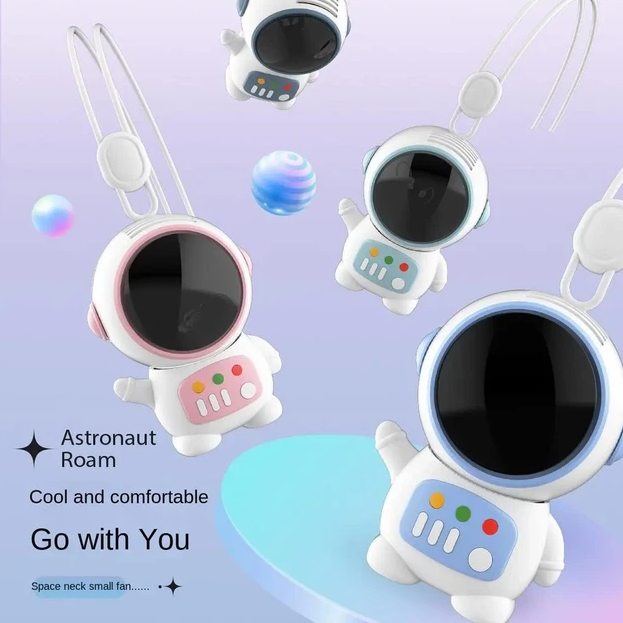 Портативний вентилятор Космонавт на шию акумуляторний з дисплеєм USB