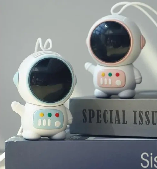 Портативний вентилятор Космонавт на шию акумуляторний з дисплеєм USB