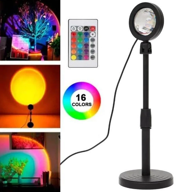 Лампа Sunset Lamp RGB проекційний світильник 16 кольорів ефект заходу сонця