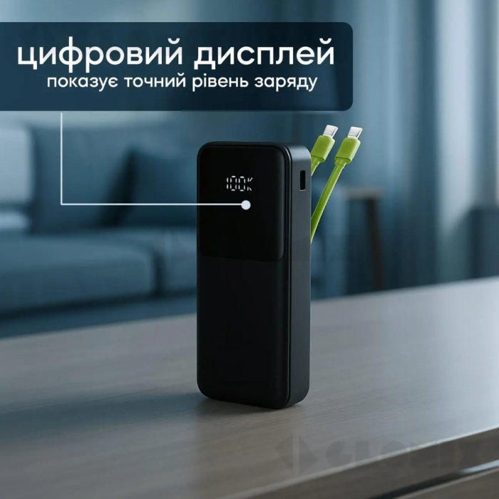 Повербанк 20000 mAh 7GO GPW-07 швидка зарядка PD 22.5W з вбудованими кабелями