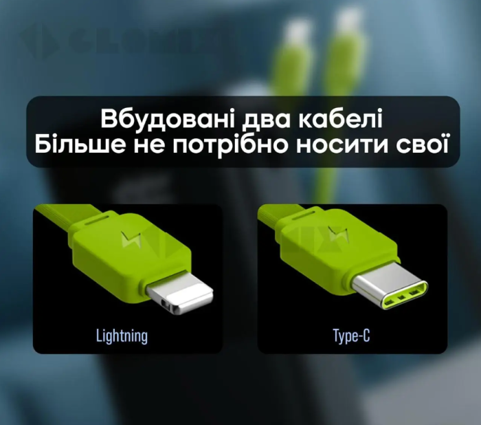 Повербанк 20000 mAh 7GO GPW-07 швидка зарядка PD 22.5W з вбудованими кабелями