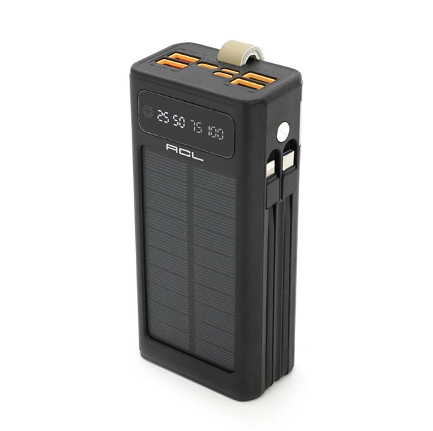 Повербанк 30000 mAh ACL PW-90B із сонячною панеллю та ліхтариком 4хUSB
