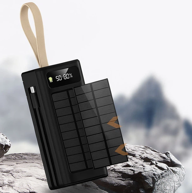 Повербанк 30000 mAh ACL PW-90B із сонячною панеллю та ліхтариком 4хUSB