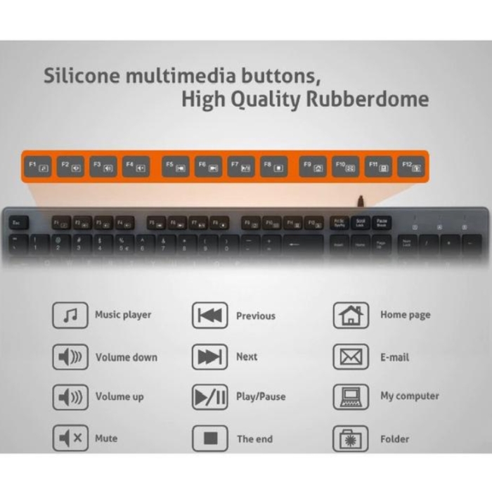 Клавіатура дротова Meetion USB Standard Chocolate Ultrathin Keyboard K841, Ukr, EN розкладки, USB, 1.5m, black