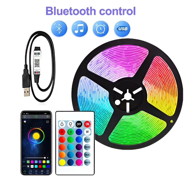 Світлодіодна RGB Стрічка SF-20 (5 м, USB): Пульт Bluetooth Додаток