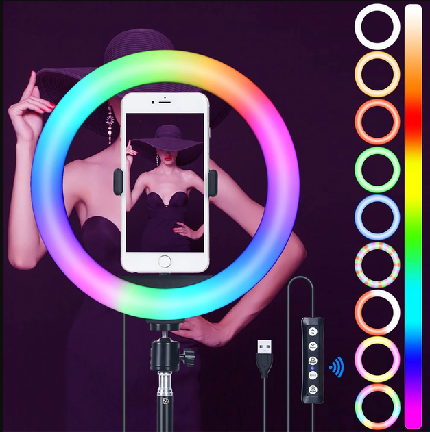 Кільцева LED лампа RGB  MJ26 26 см