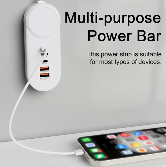 Мережевий зарядний пристрій Hub 35W швидка зарядка 2xUSB 2xType-C Lightning White