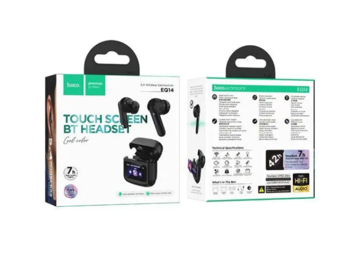 Наушники HOCO Cool color true wireless BT headset with touch screen EQ14 |BT5.4, 40/500mAh, 7h
