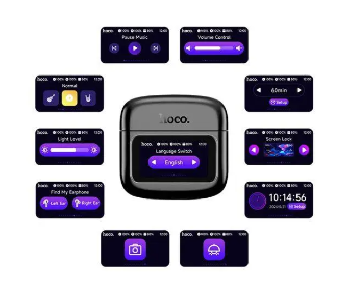 Наушники HOCO Cool color true wireless BT headset with touch screen EQ14 |BT5.4, 40/500mAh, 7h