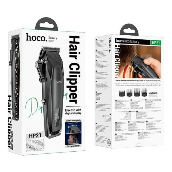 Машинка для стрижки Hoco HP21 чоловіча акумуляторна професійна тример Синій