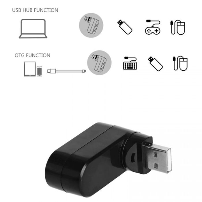 USB-Хаб 3 порти  USB 2.0 поворотний